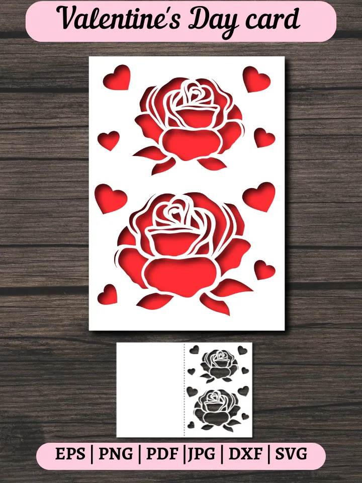 Valentines day card svg, Paper Cut Card