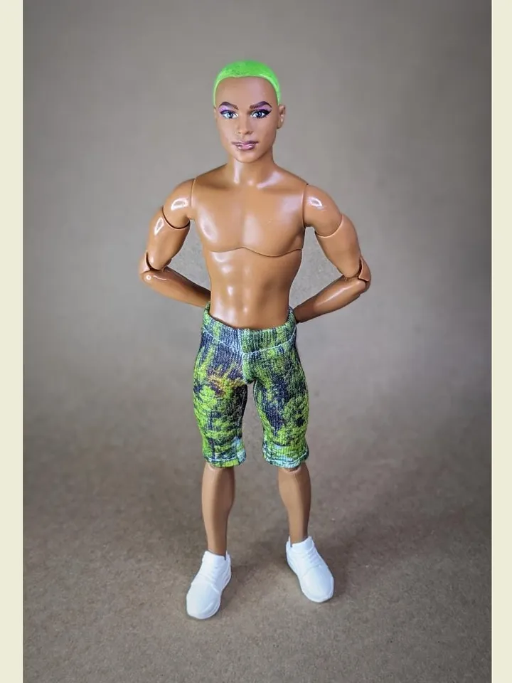 Natural printed elastic long shorts for 12-inch fashion male dolls