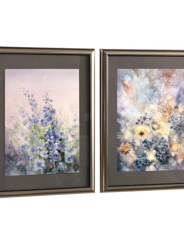 Wildflowers Painting Set of 2 Prints Flowers Watercolor Wall Art Floral Prints Flower Poster