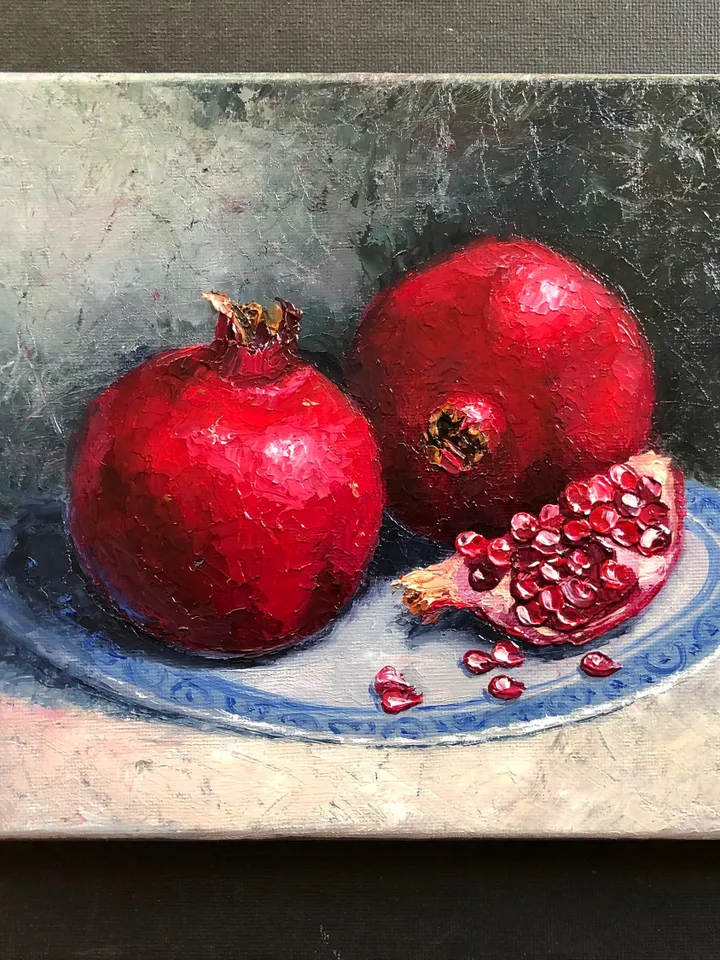 Fruits Painting Kitchen Still life Original Oil Painting Pomegranate Art
