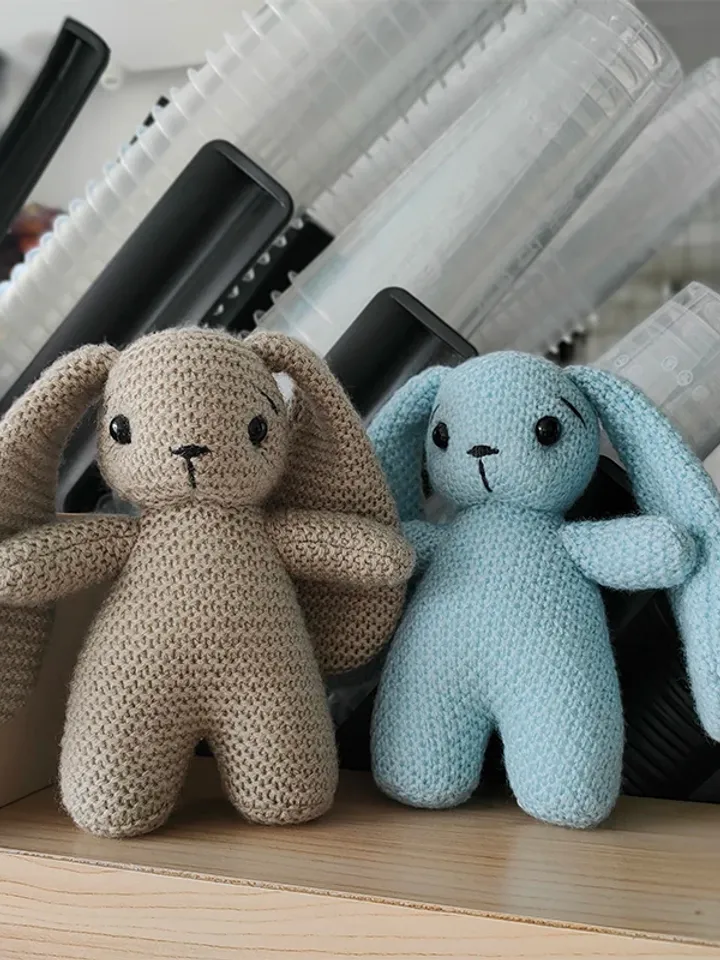 Handmade Knitted Baby Bunny Plush Toy – Adorable Crochet Rabbit Doll (15 cm)