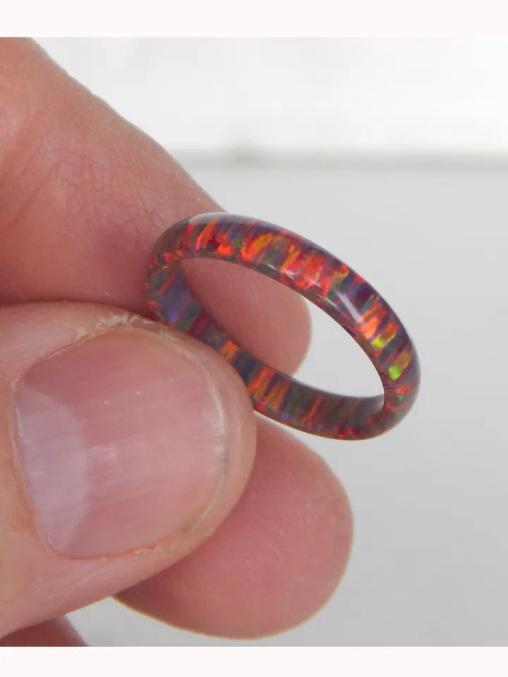 Unique very beautiful ring. Solid opal band. Solid opal ring.