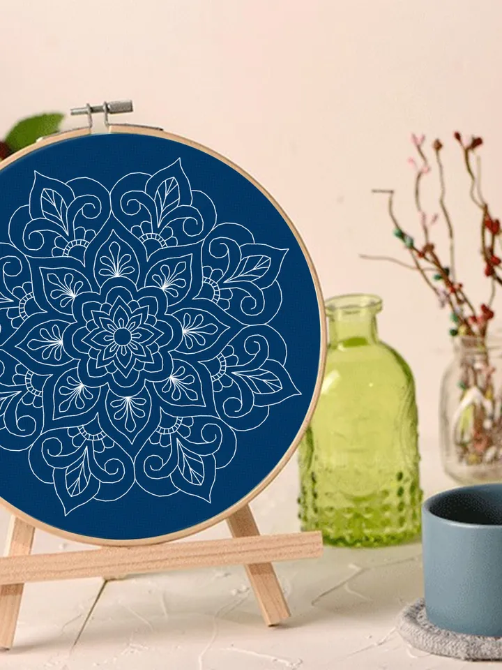 Floral mandala blackwork pattern PDF Backstitch chart Mandala ornament, Blackwork mandala embroidery download PDF, Blackwork embroidery #W20