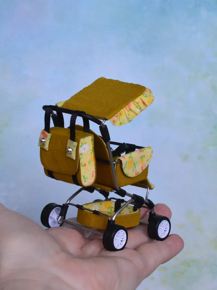 Miniature Baby Stroller 12th scale, Miniature for dollhouse
