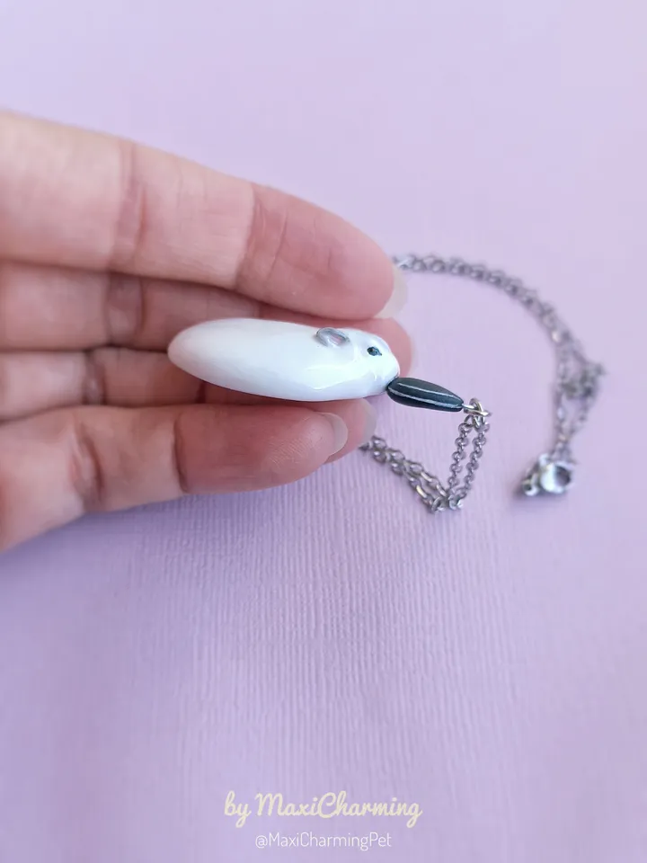 White hamster necklace