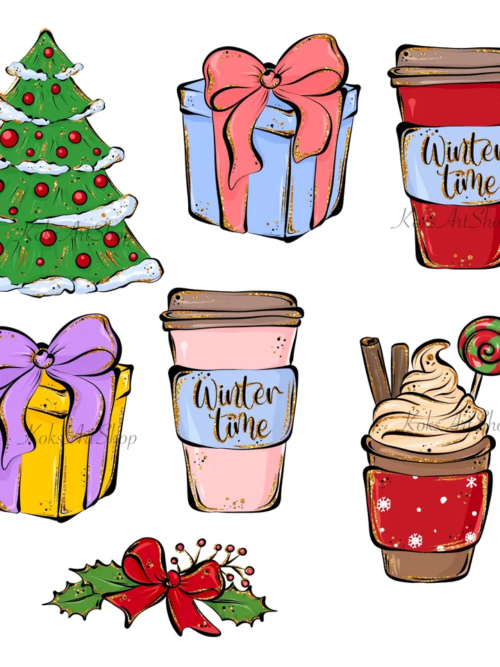 Christmas clipart, Christmas PNG, Christmas 2022, Christmas stickers, Christmas decor, Christmas card, Christmas postcard, Christmas pattern