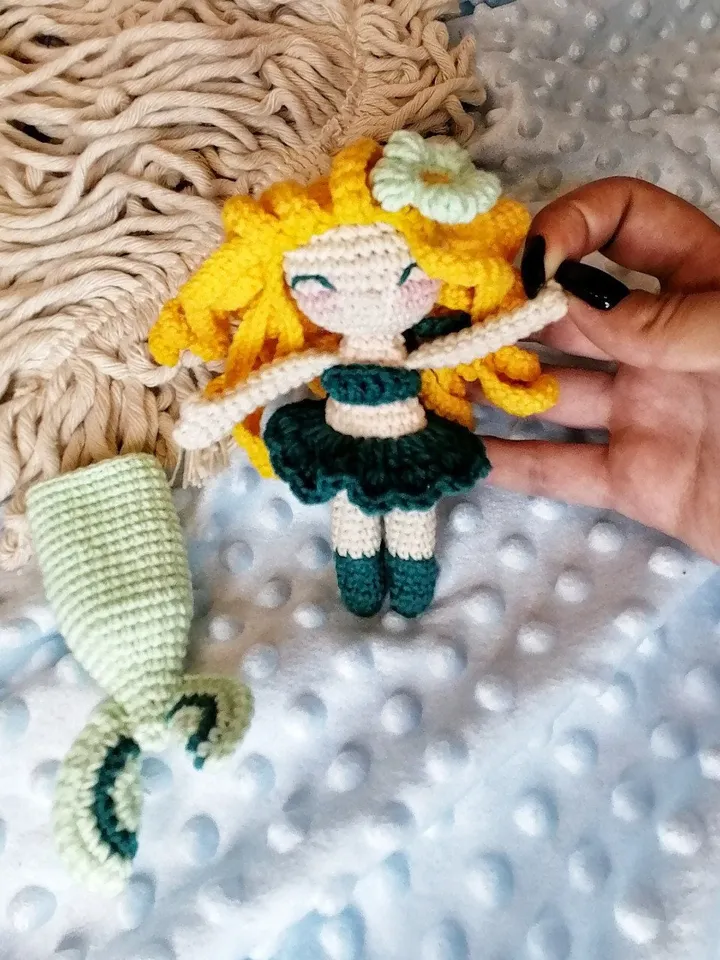 PDF Crochet Pattern Mermaid doll, Amigurmi mermaid, pattern crochet doll, pattern crocheted doll with hair, amigurumi doll, sea toy pattern