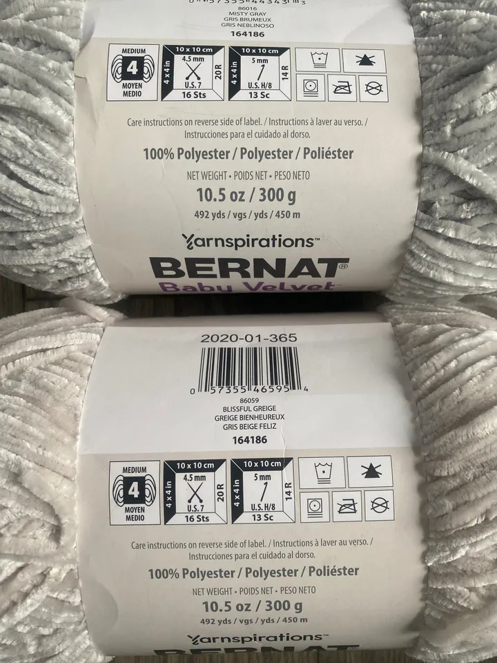 YARN - 1 Ball of BERNAT Baby Velvet (2 color options)
