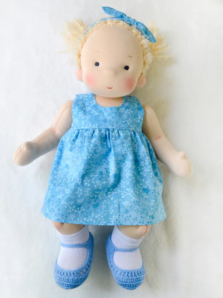 DIY Waldorf Baby doll 14 inch (36 cm) tall. PDF sewing pattern and tutorial. Patterns of doll clothes as bonus!