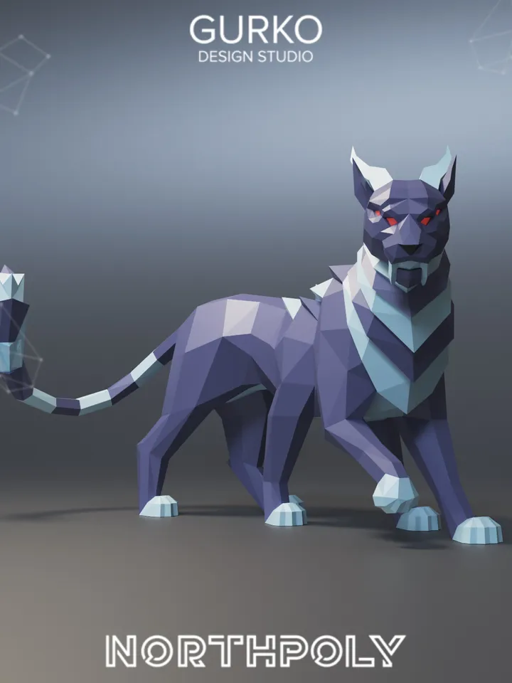Chimera Cat Papercraft, Cat, Digital Template, PDF Download, Gurko, Low Poly, Pepakura, Origami Sculpture, Paper Party Decoration, DIY Gift