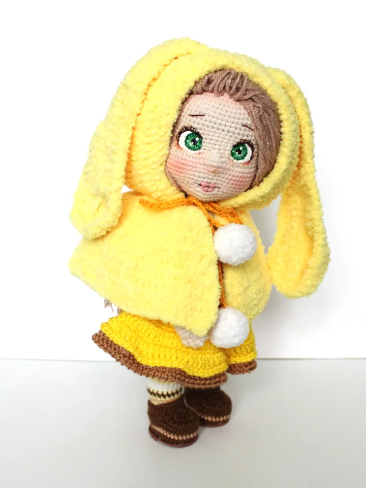 Doll crochet pattern PDF in English Amigurumi winter clothes doll DIY gift for baby girl