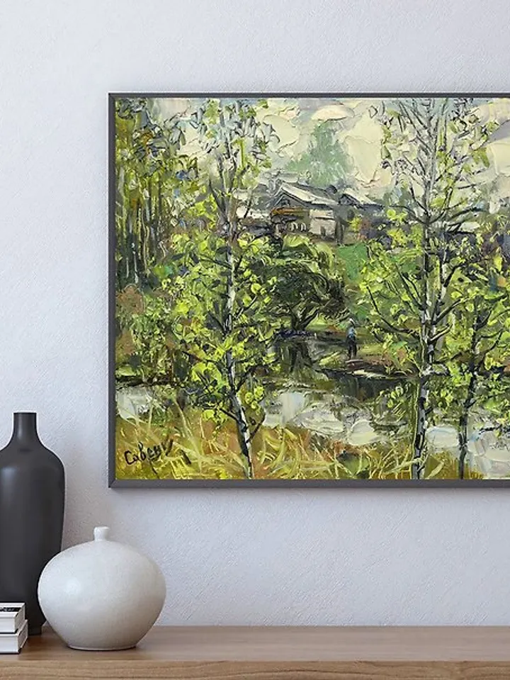 Birch Painting Spring Artwork Landscape Oil Impressionism Plein Air Nature Art
