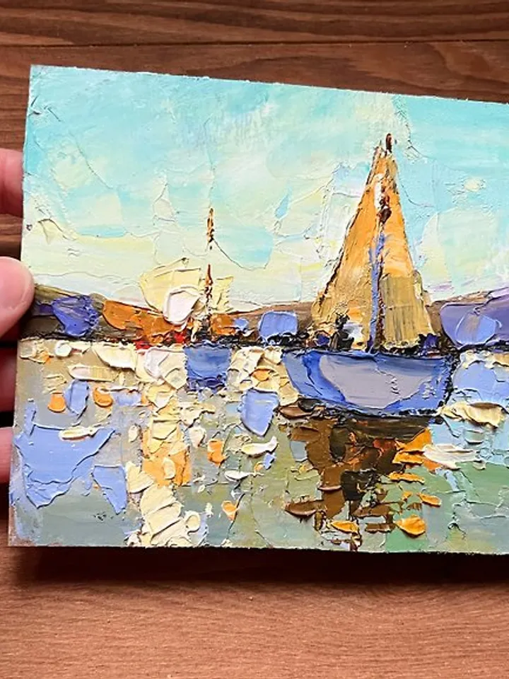 Boat Painting Seascapes Oil Painting Small Art Landscape