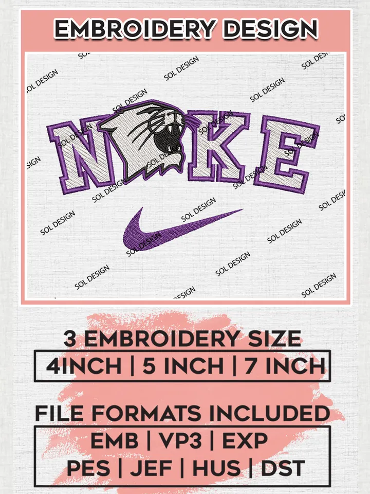 Nike Northwestern Wildcats Machine Embroidery Design, NCAA Northwestern Wildcats Embroidery Design Design files, NCAA Embroidery Designs, NCAA Machine Embroidery Designs, Digital Download