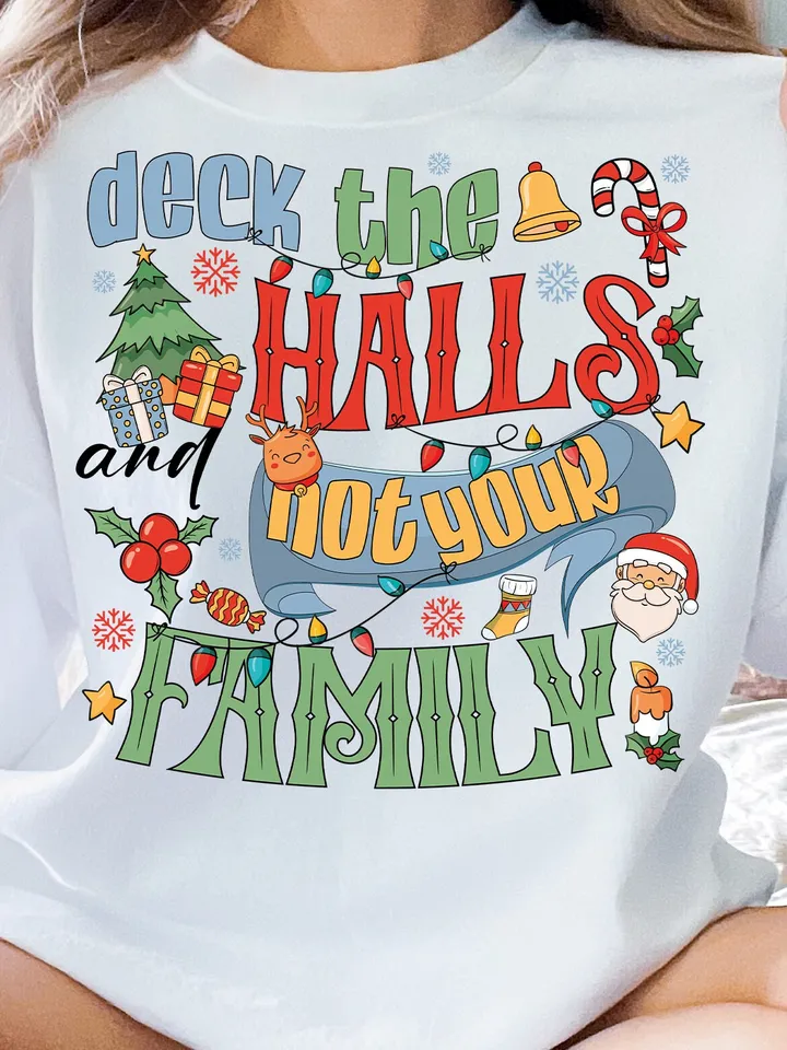 Retro Christmas Png, Deck the Halls png, Christmas Family, Vintage Christmas png, Trendy Christmas png, Holiday png, funny Christmas png