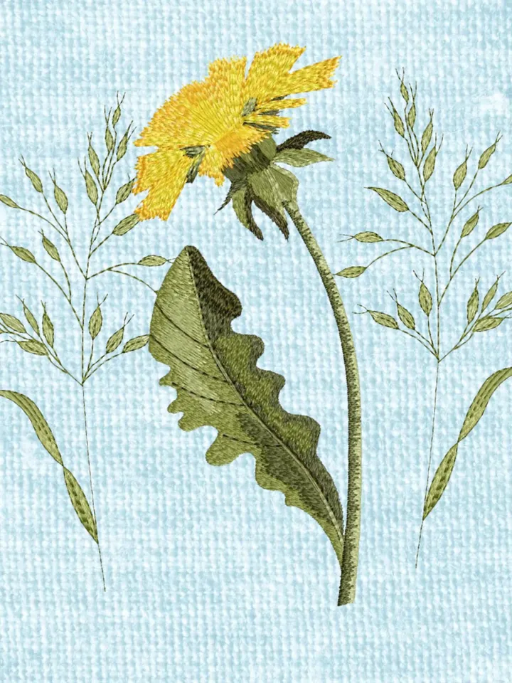Dandelion artistic machine embroidery design digital embroidery pattern home and clothing décor embroidery motif floral design flower