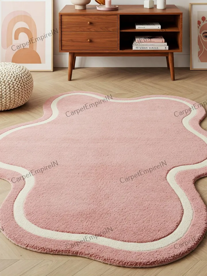 Pink Cloud-Shaped Area Rug | Modern Abstract Rug, Nursery, Home rug, Living room rug,Dining decor, Bedroom rug, 3x5,4x6,5x7,8x10,9x12,10x14.