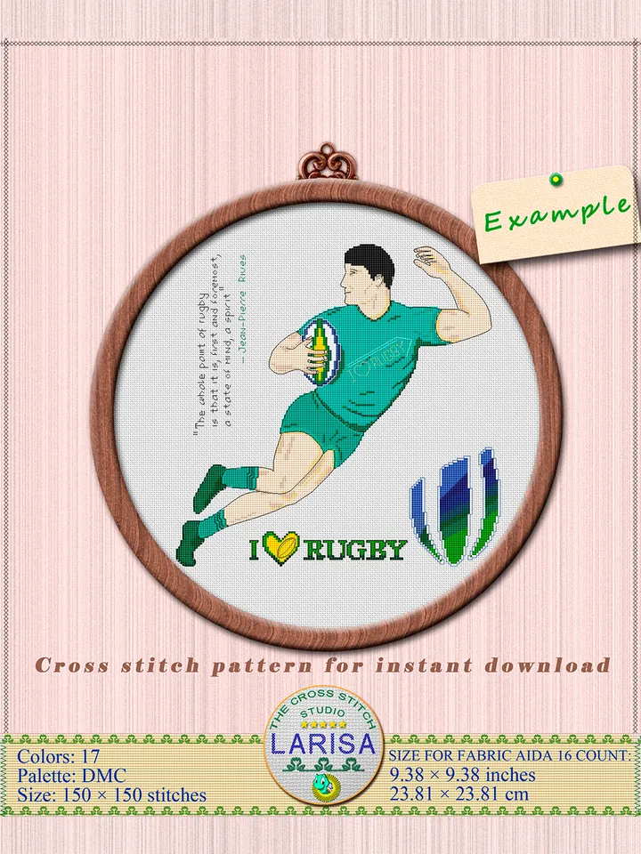 Rugby Cross Stitch Pattern | Rugby Union | Rugby Player