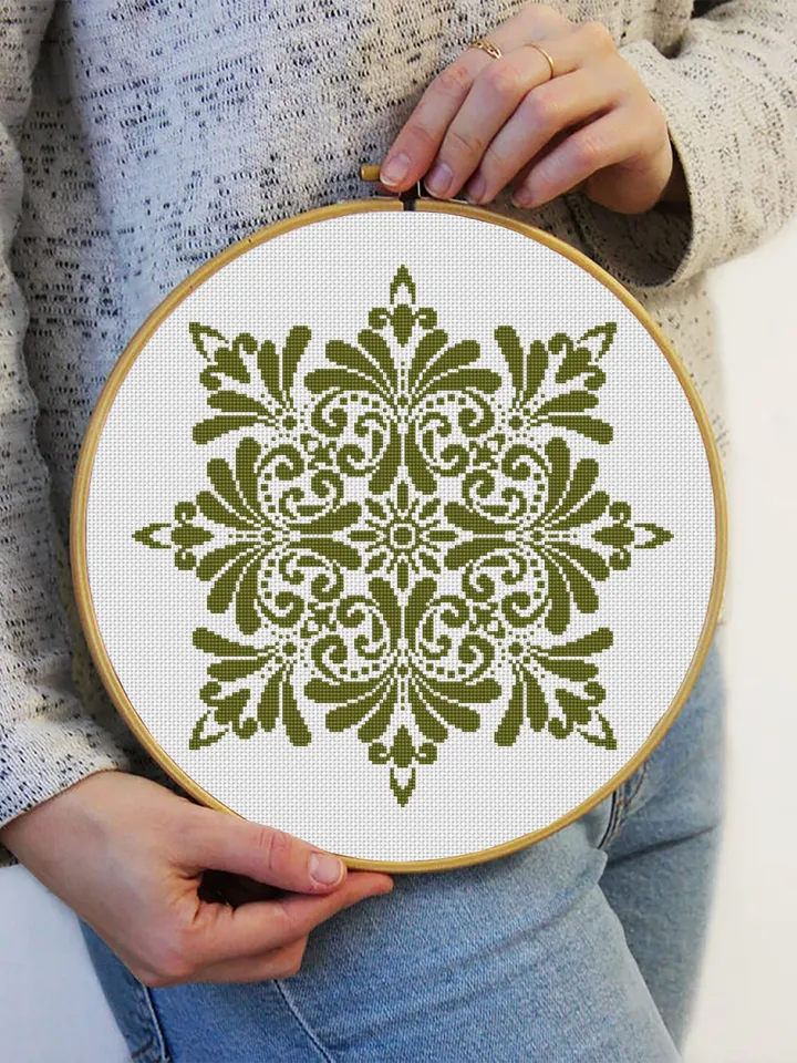 Mandala cross stitch pattern PDF download, Floral mandala pattern digital PDF, Mandala ornament cross stitch chart, Mandala embroidery #M242