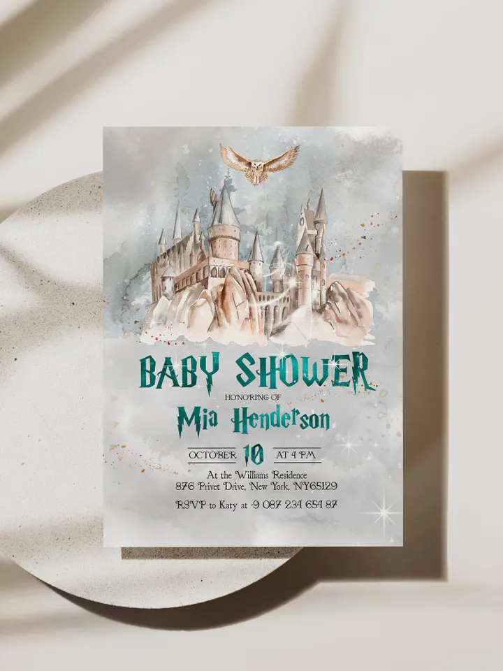 Christmas Magic School Baby Shower Invitation; Editable Winter Wizard Baby Shower invitation; Magic School Baby Shower Printable Invitation