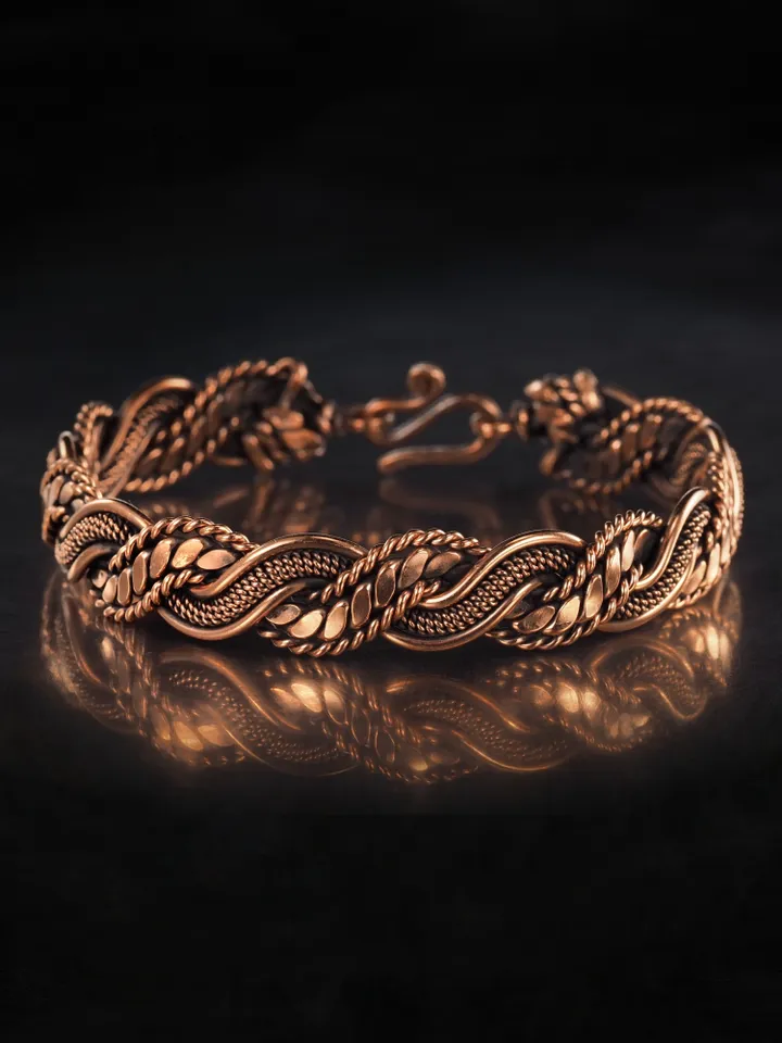 Woven copper wire bracelet Antique style handcrafted copper jewelry Unique gift