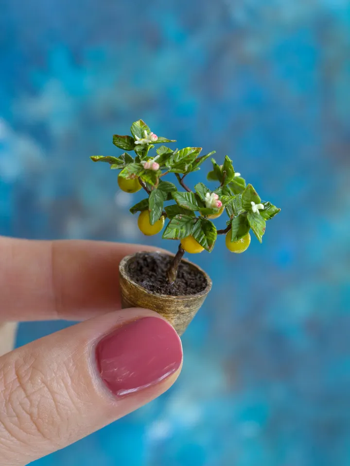 MINIATURE Lemon tree in a ceramic pot 3 | Dollhouse miniatures