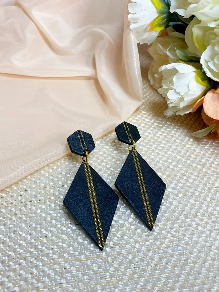 Handmade matte black earrings.