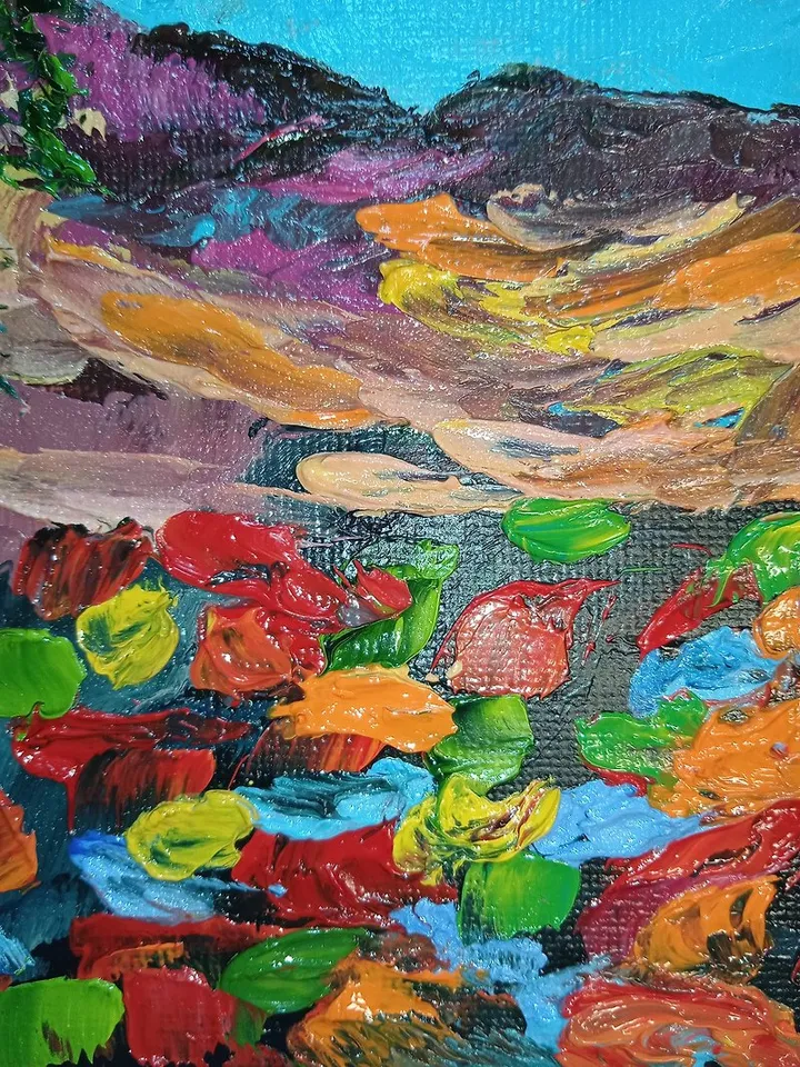 Abstract Landscape Original Oil Painting Impasto Art Miniature 6x6 inches