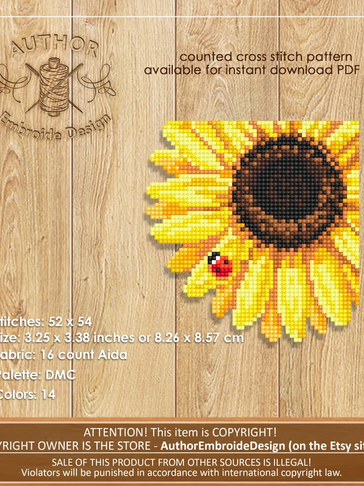 Corner bookmark Sunflower cross stitch pattern PDF download cross stitch chart, Floral bookmark pattern digital PDF Bookmark for women #B252