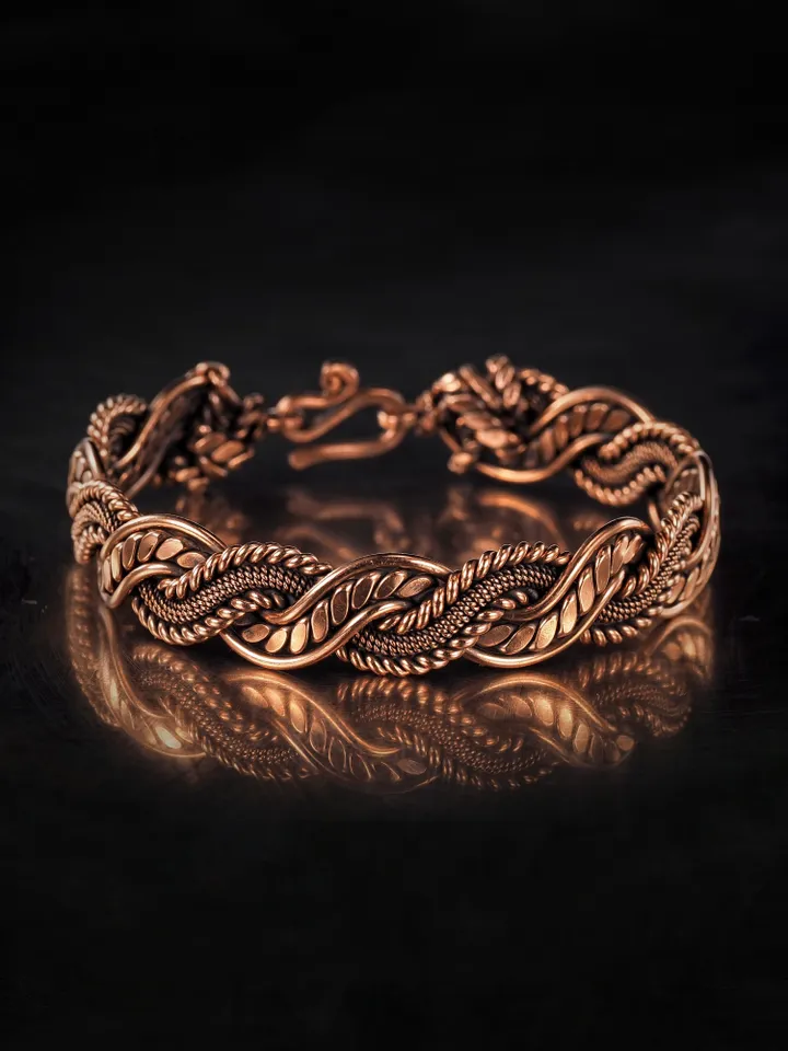 Woven copper wire bracelet Antique style handcrafted copper jewelry Unique gift