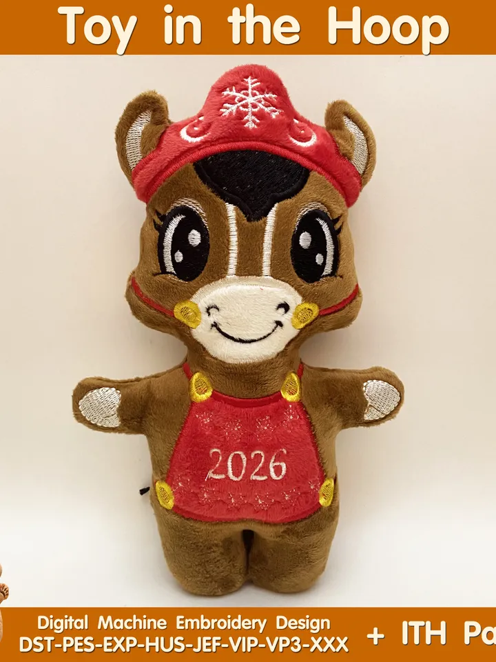 ITH Cute Horse toy soft stuffed in the Hoop Digital Design for Machine Embroidery
