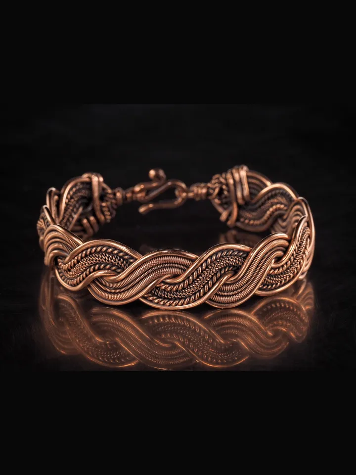 Woven copper wire bracelet Antique style handcrafted copper jewelry Unique gift