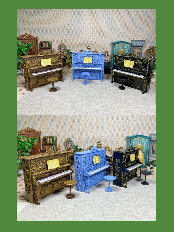Dollhouse Piano. 1:12. Handcrafted. Miniature dollhouse.