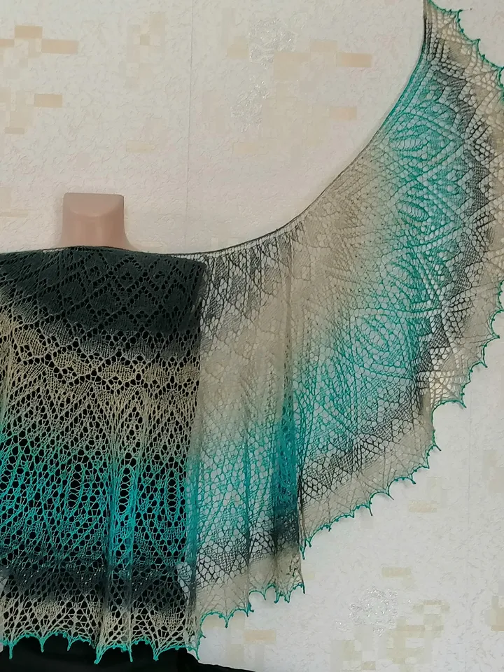 Wool Gradient Shawl, lace shawl, shawl, soft shawl, gradient semi-circular shawl