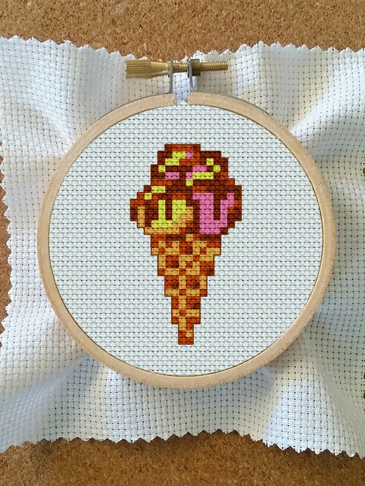 Ice cream small cross stitch pattern PDF Mini cross stitch chart, Minimalistic food cross stitch Instant download PDF, Kitchen decor #F9