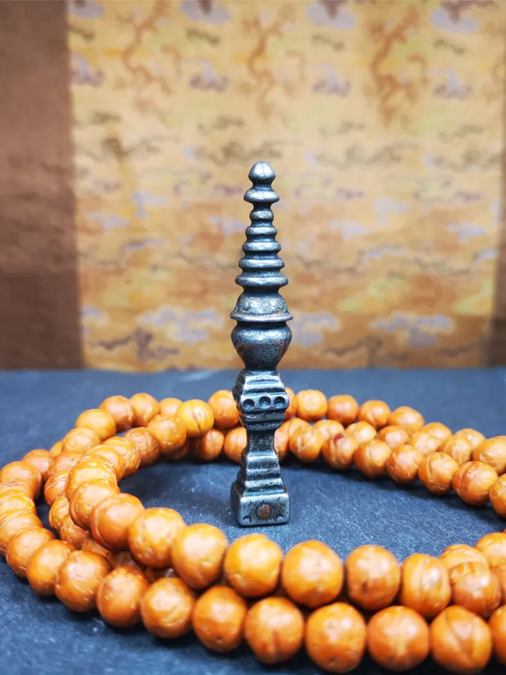 Gandhanra Handmade Tibetan Buddhist Tower Amulet,Stupa,Pagoda Pendant,Made of Cold Iron,2.56 inches
