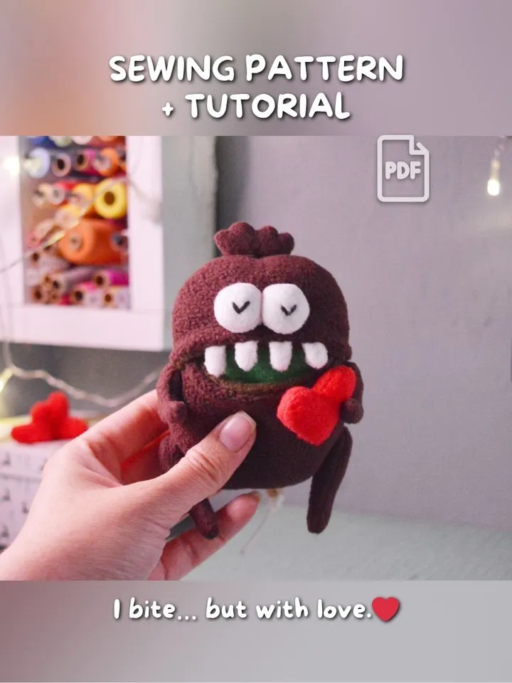PDF Plush Toy Pattern – Fleece Kiwi Softie with Pocket