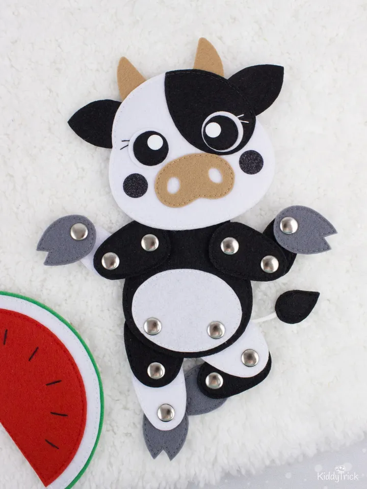 Felt Cow - Sewing Pattern - Articulated toy