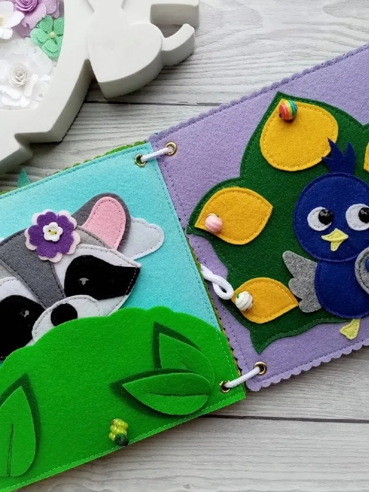 Animals Felt Quiet book Pattern PDF, Felt activity book pattern, Baby Soft book template, Quiet book sewing ideas for toddler