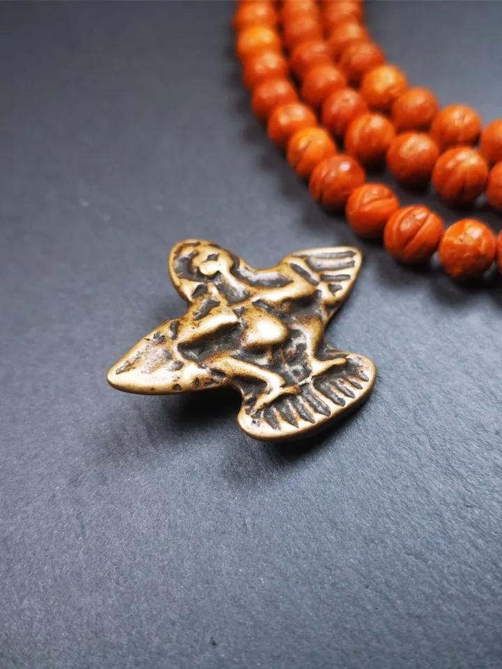 Gandhanra Antique Tibetan Buddhist Amulet Pendant - Garuda - The Golden-Winged Bird, Crafted from Copper,1.65&quot;