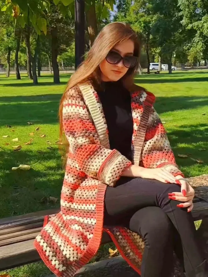 Cardigan crochet pattern, granny stitch cardigan, women cardigan, easy cardigan crochet, hood cardigan, long short cardigan