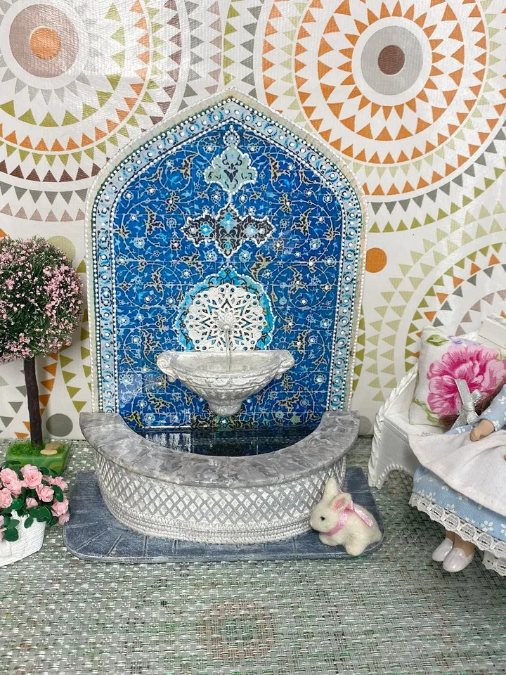 Fountain wall for a doll house. Doll mini. 1:12. Fountain for the puppet garden.