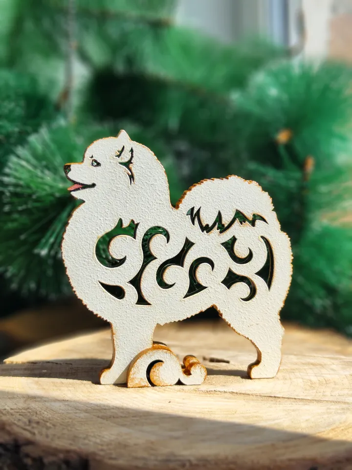 Figurine Samoyed wood, hand-made