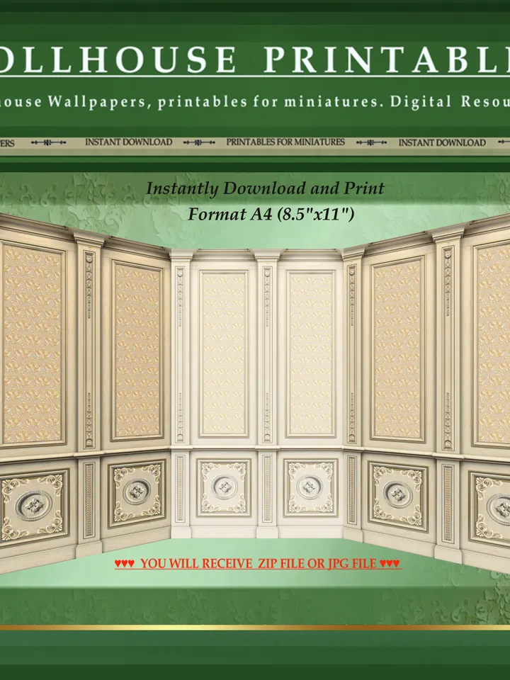 Wallpapers- Set 7-v2 | Printables for Dollhouses and Unique Miniature Projects | Digital Downloads | in Scale 1/12th