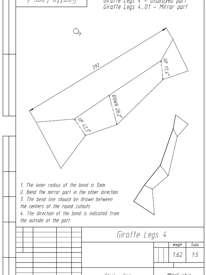 Welding Project Plans Drawings Giraffe (DXF, PDF)