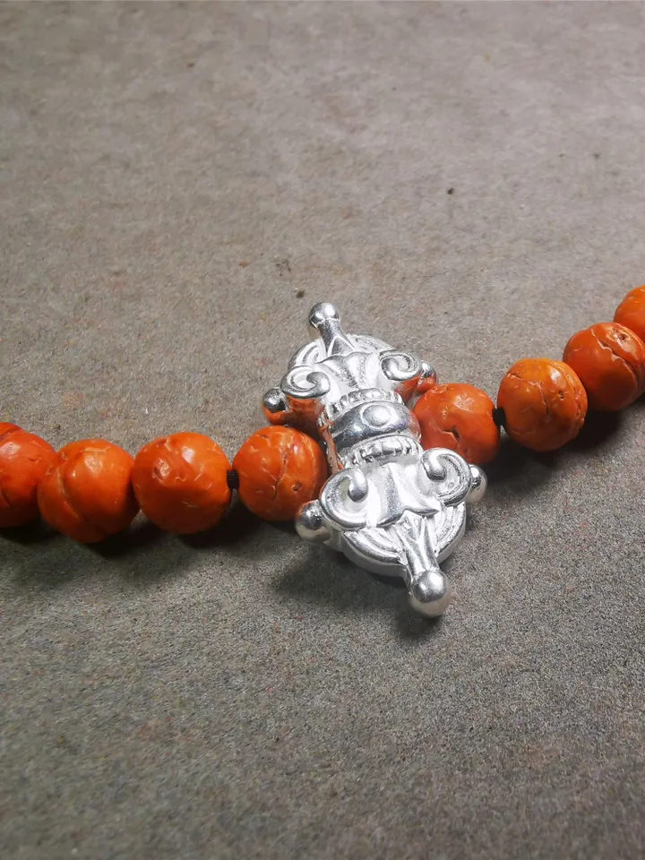 Gandhanra Handmade Tibetan Amulet,Vajra Pendant for Mala,Bag Hanging,1.18" × 0.63"