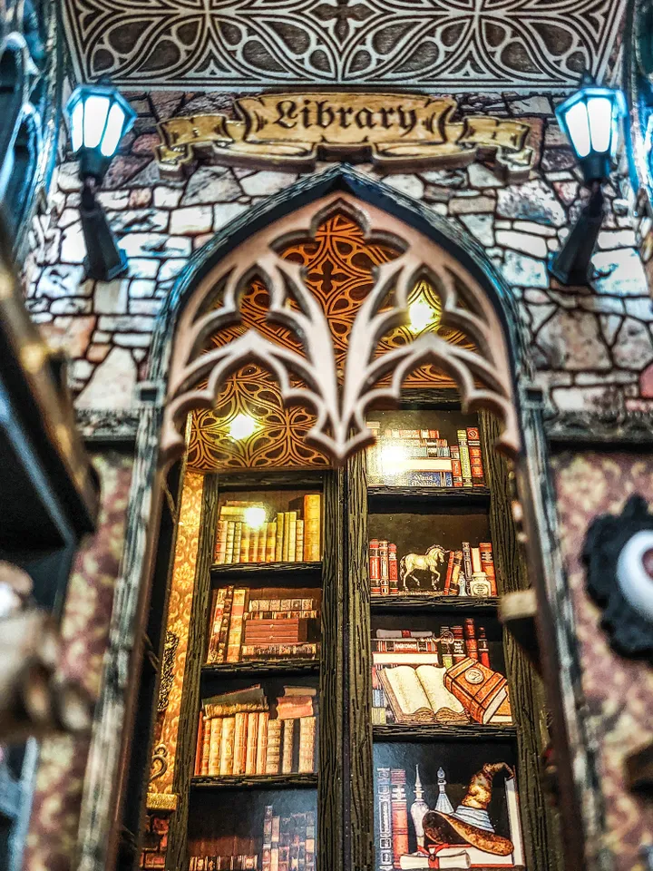 Book nook library, Dark Academia booknook, Wizard library, bookshelf insert, Dark Academy library, Magic library, Wizard cabinet, Magic room