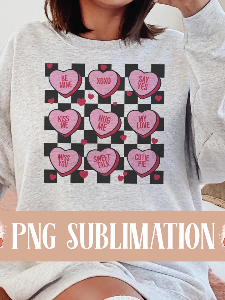 Valentines Conversation Hearts PNG, Valentines Candy Heart png, Valentines png, Love png, Candy Heart png, Valentines Sublimation, Retro png