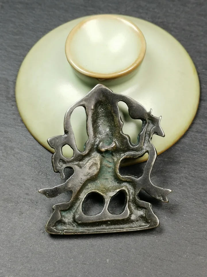 Gandhanra Vintage Tibetan Buddhist Statue,Panjaranata Mahakala Holding a Drum,2.2" × 1.8"