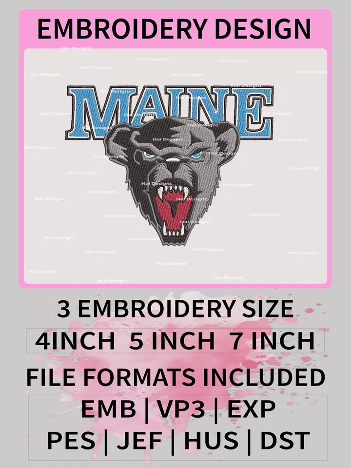 NCAA Maine Black Bears Embroidery File, 3 Sizes, 6 Formats, NCAA Machine Embroidery Design, NCAA Logo, NCAA Teams